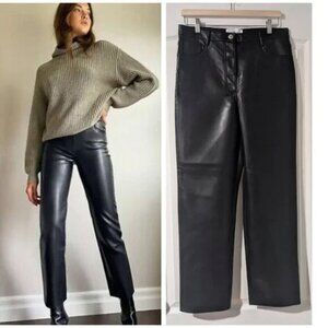 Aritzia Wilfred | The Melina High-waisted Vegan Leather pants in Black (Short)